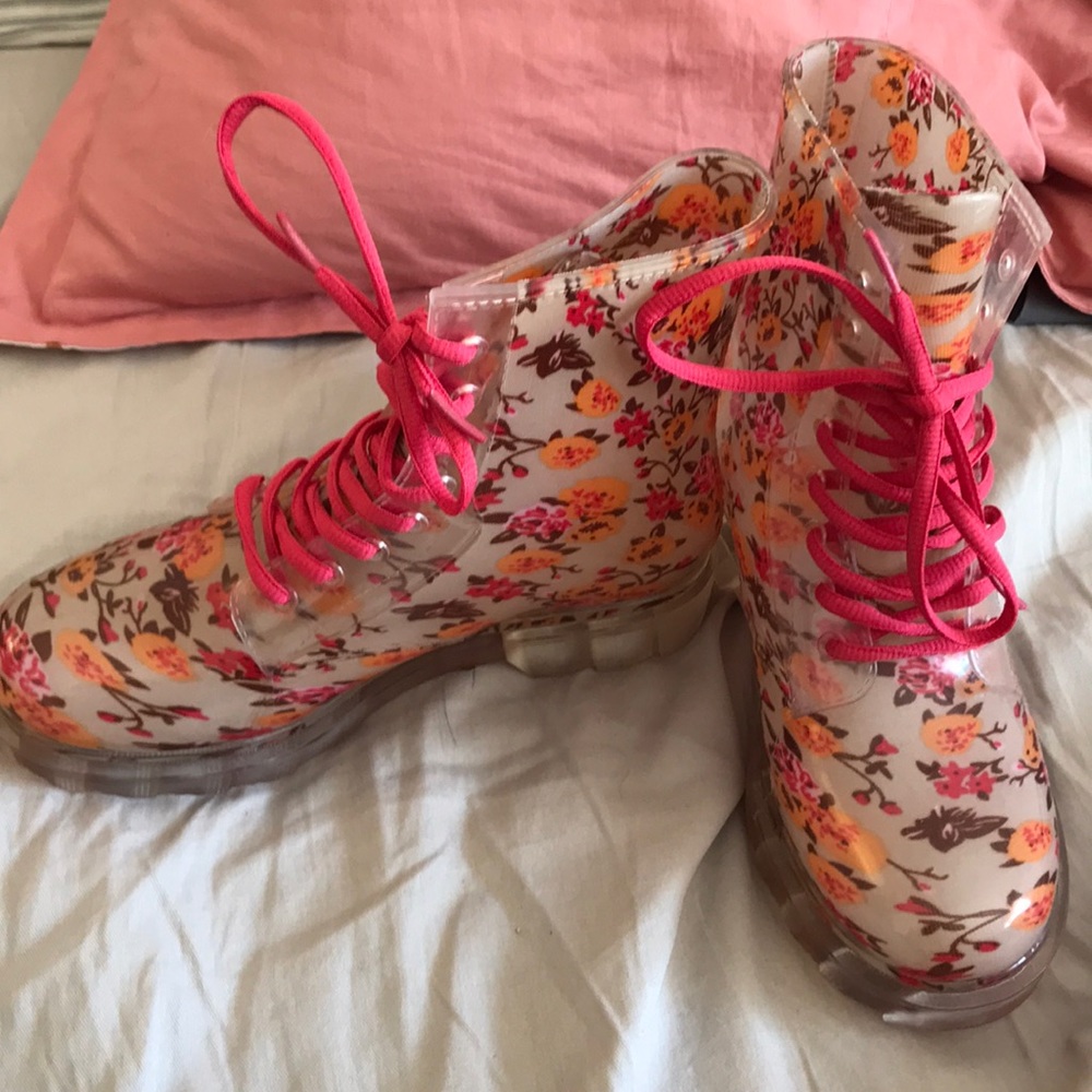 Floral rain boots